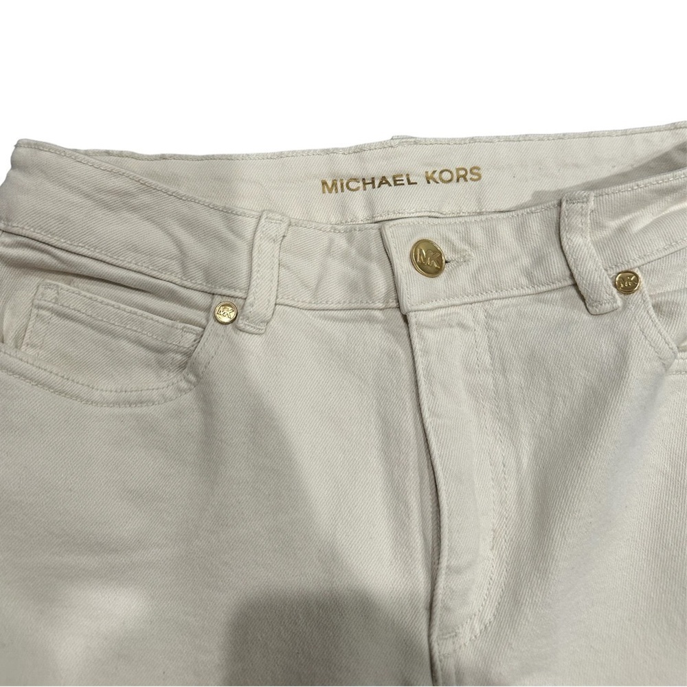 NWT MICHAEL KORS Split-Hem Cropped Flared Jeans / Bone Color / Size 4 - Picture 8 of 16